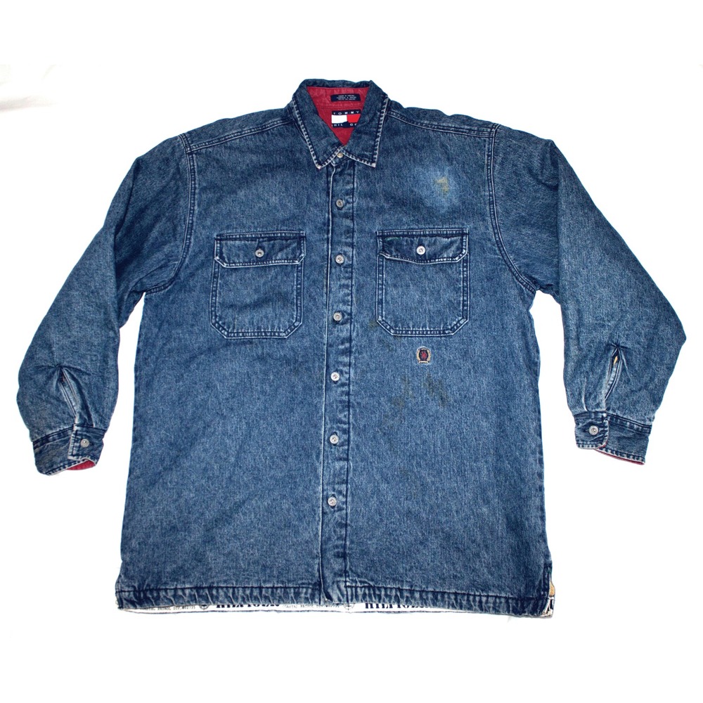 Tommy Hilfiger Navigator Mens VTG 90's Denim Parka Jacket Coat Size Medium‎